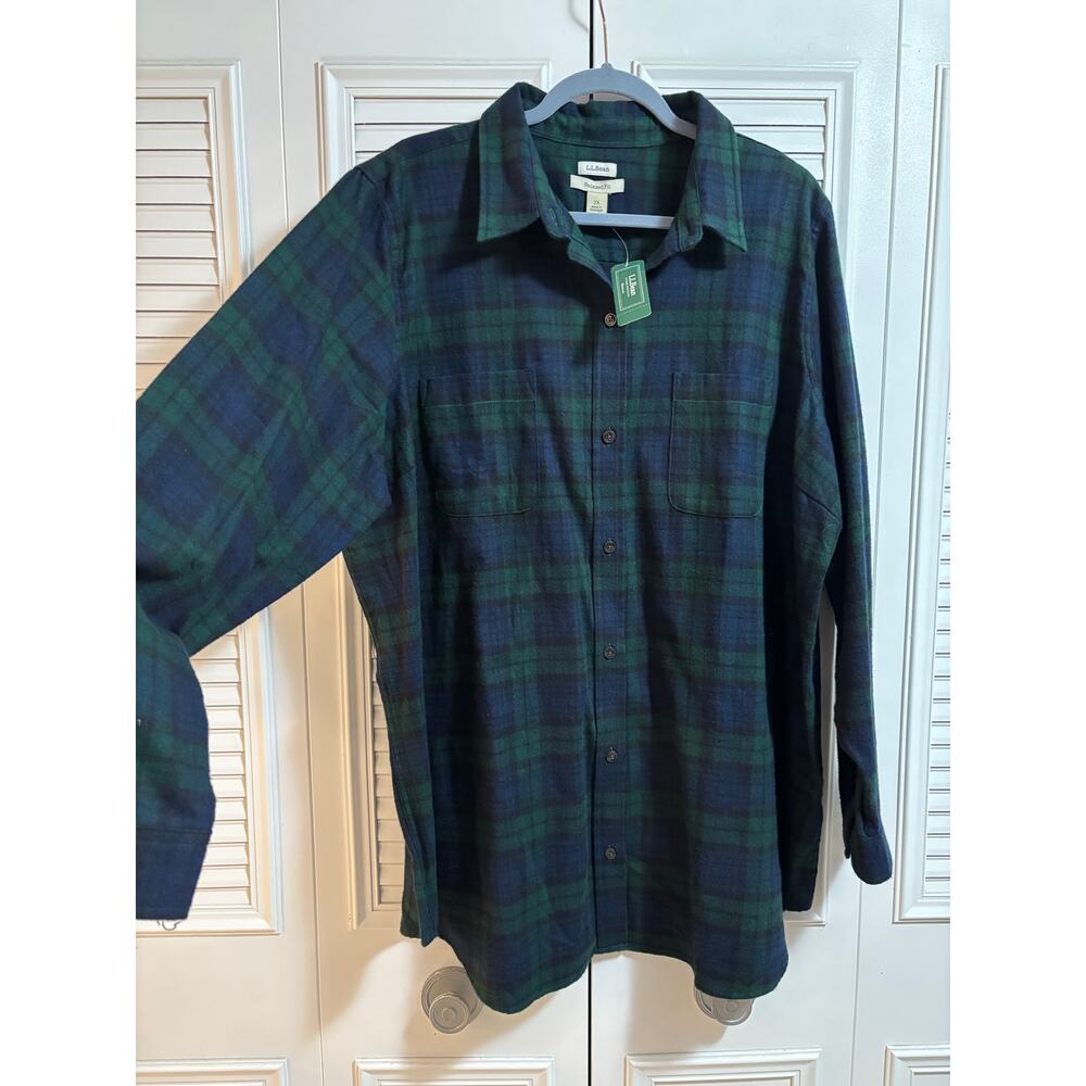 L.L. BEAN 2X Men's Chamois Shirt, Slightly Fitted, Plaid NWT